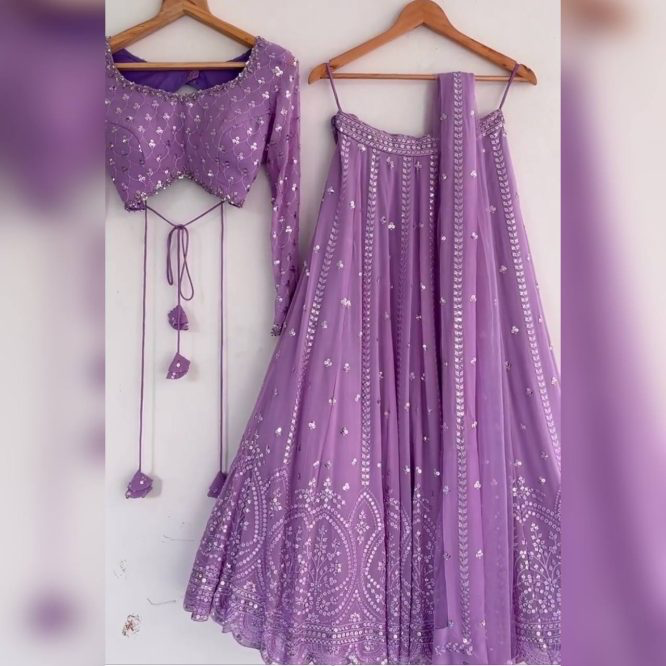 LIGHT PURPLE COLOUR EMBROIDERED LEHENGA CHOLI