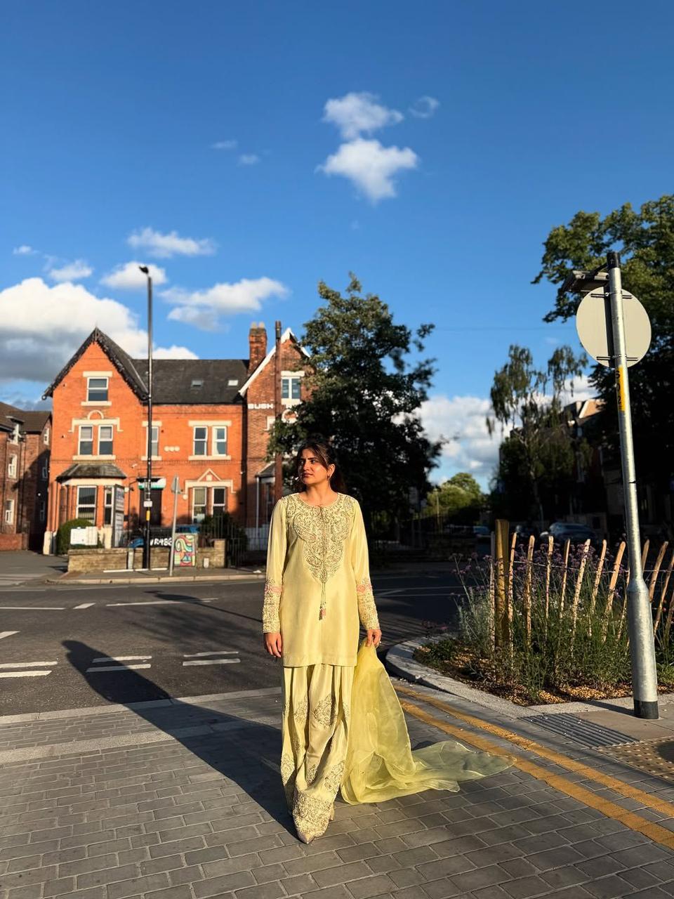 AMBER SHINE EMBROIDERED KURTA WITH PALAZZO & DUPATTA