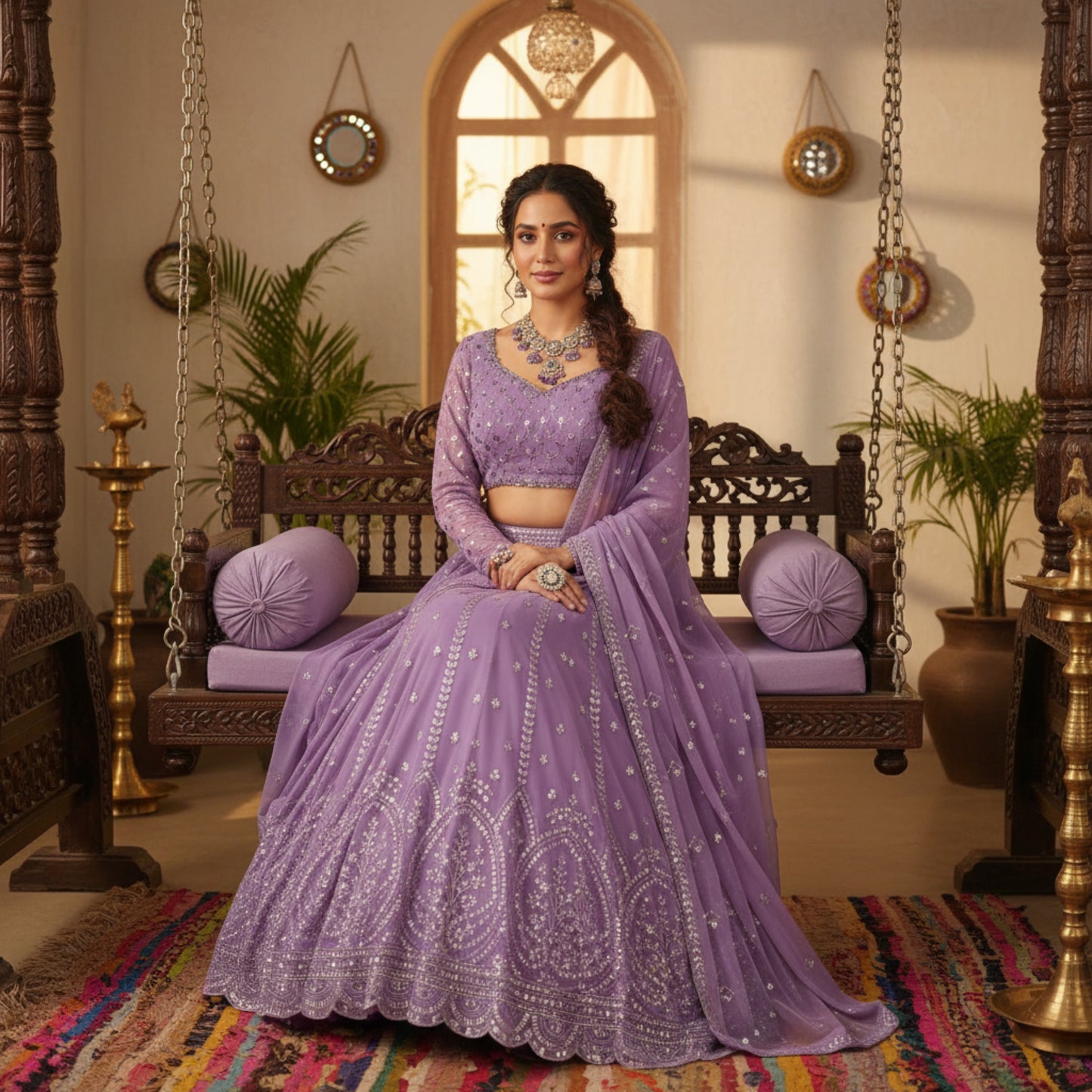 LIGHT PURPLE COLOUR EMBROIDERED LEHENGA CHOLI