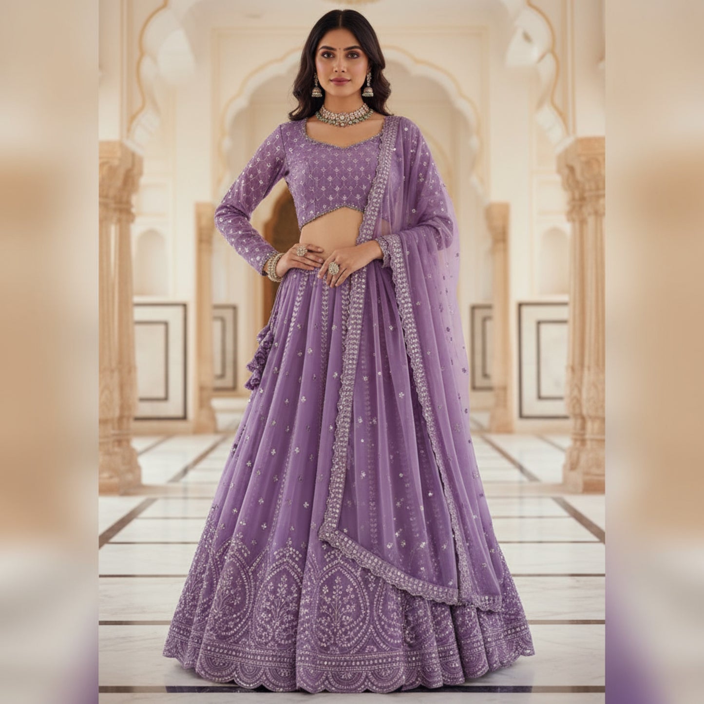 LIGHT PURPLE COLOUR EMBROIDERED LEHENGA CHOLI
