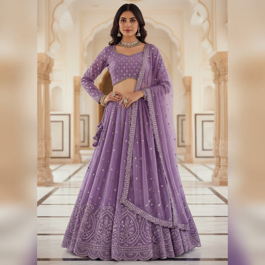LIGHT PURPLE COLOUR EMBROIDERED LEHENGA CHOLI
