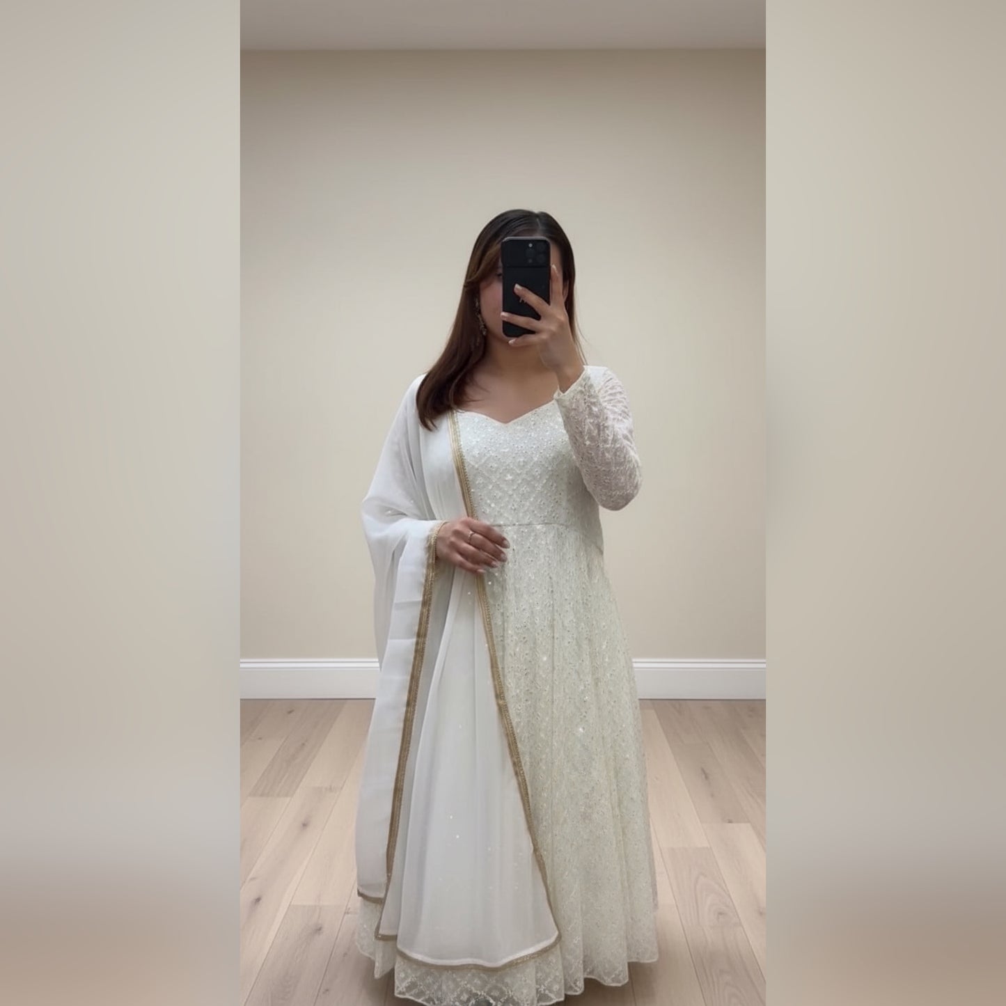 Rashmi White Embroidered Anarkali Suit Set