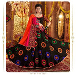 BLACK NAVRATRI CHANIYA CHOLI WITH MULTICOLOR MIRROR WORK