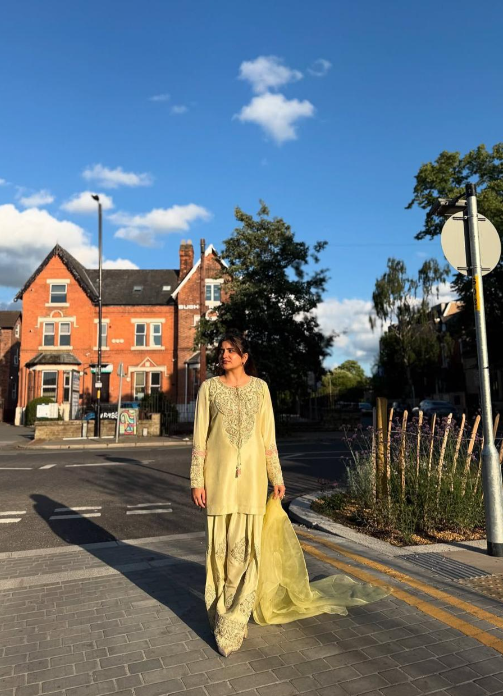 AMBER SHINE EMBROIDERED KURTA WITH PALAZZO & DUPATTA