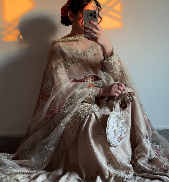 SAMARA EMBROIDERED SHARARA SET IN CHAMPAGNE BEIGE