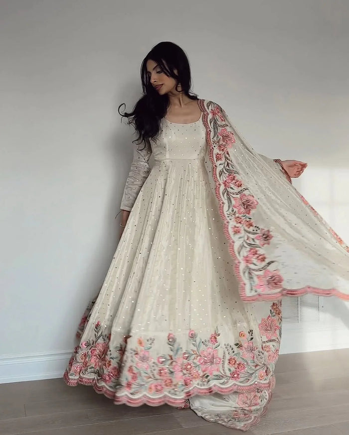Rooh Heavy Silk White Gown