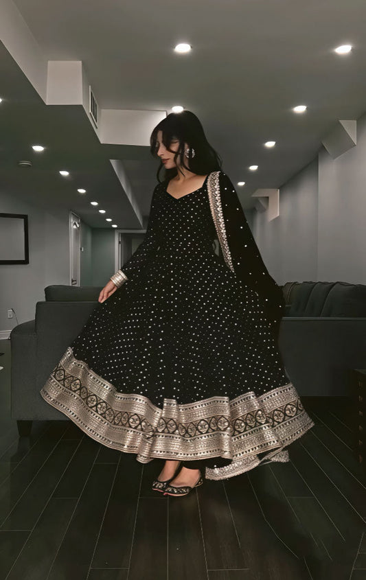 Ethereal Noir Anarkali Set