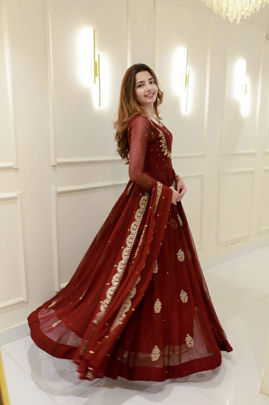 Crimson Royale Anarkali