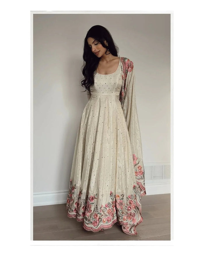 Rooh Heavy Silk White Gown