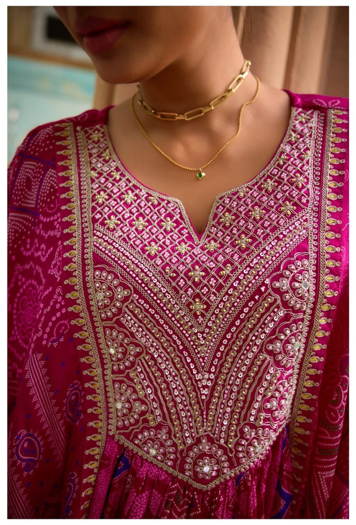 Magenta Boho Chic Kaftan and Palazzo Co-ord Set