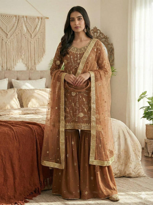 Sunehri Noor Sharara Set