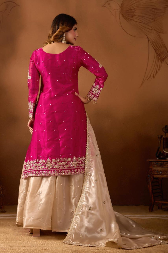 Rani Fuchsia Glow Embroidered Set