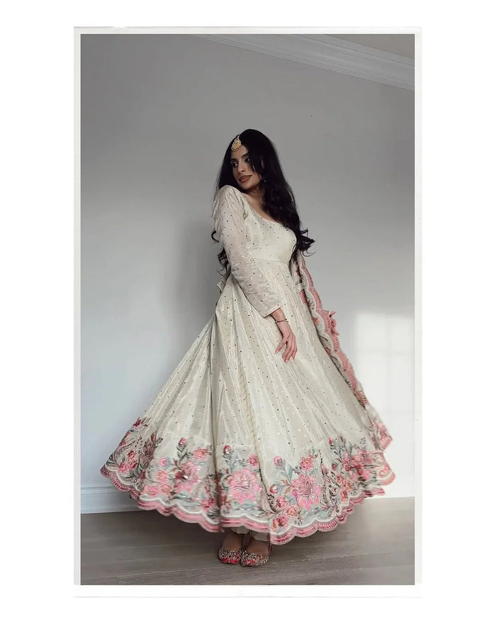 Rooh Heavy Silk White Gown