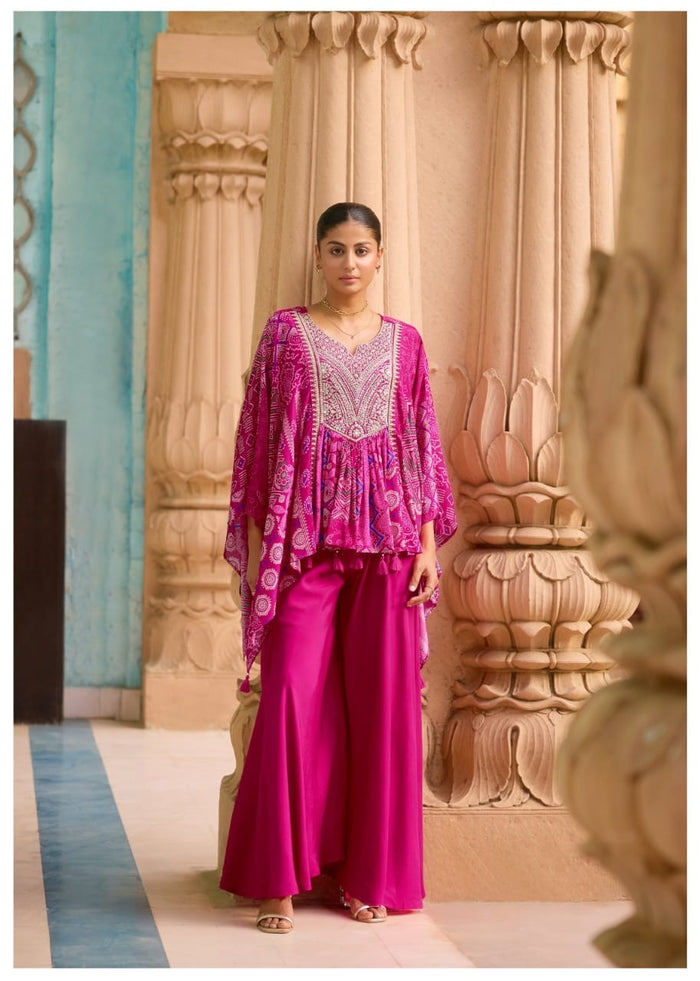 Magenta Boho Chic Kaftan and Palazzo Co-ord Set