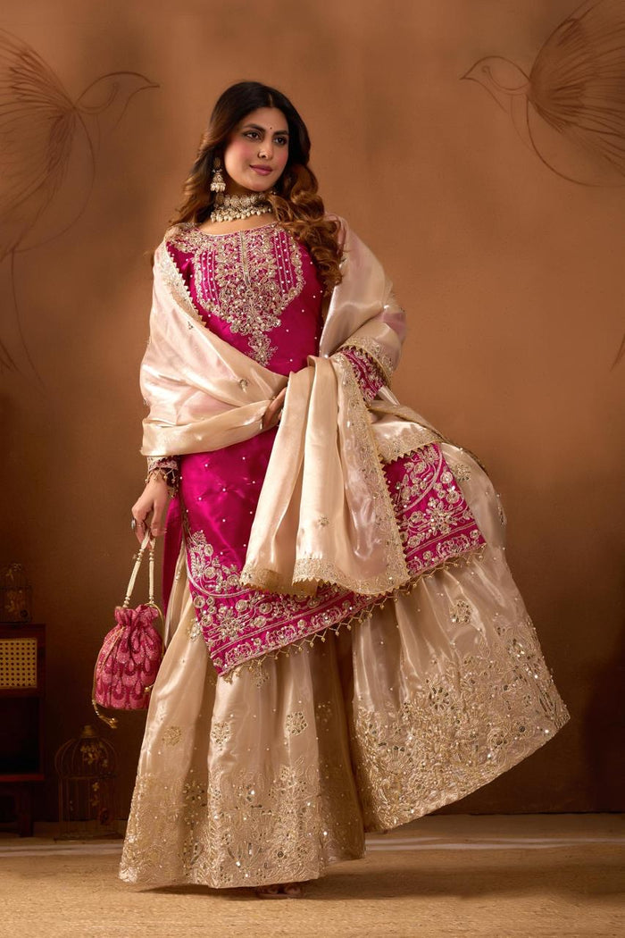 Rani Fuchsia Glow Embroidered Set