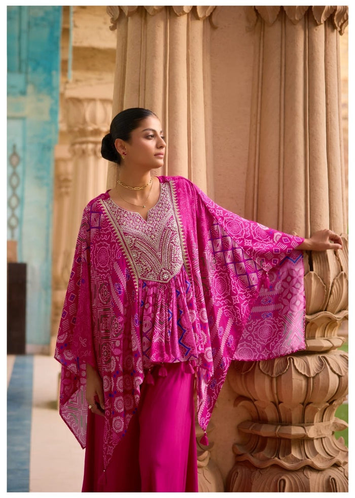 Magenta Boho Chic Kaftan and Palazzo Co-ord Set