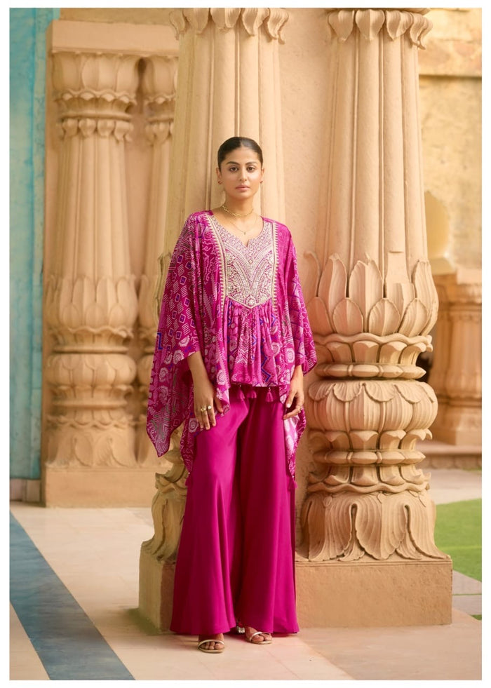 Magenta Boho Chic Kaftan and Palazzo Co-ord Set