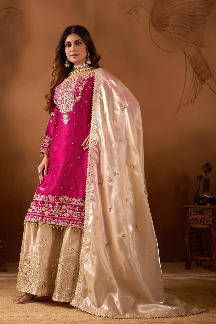 Rani Fuchsia Glow Embroidered Set