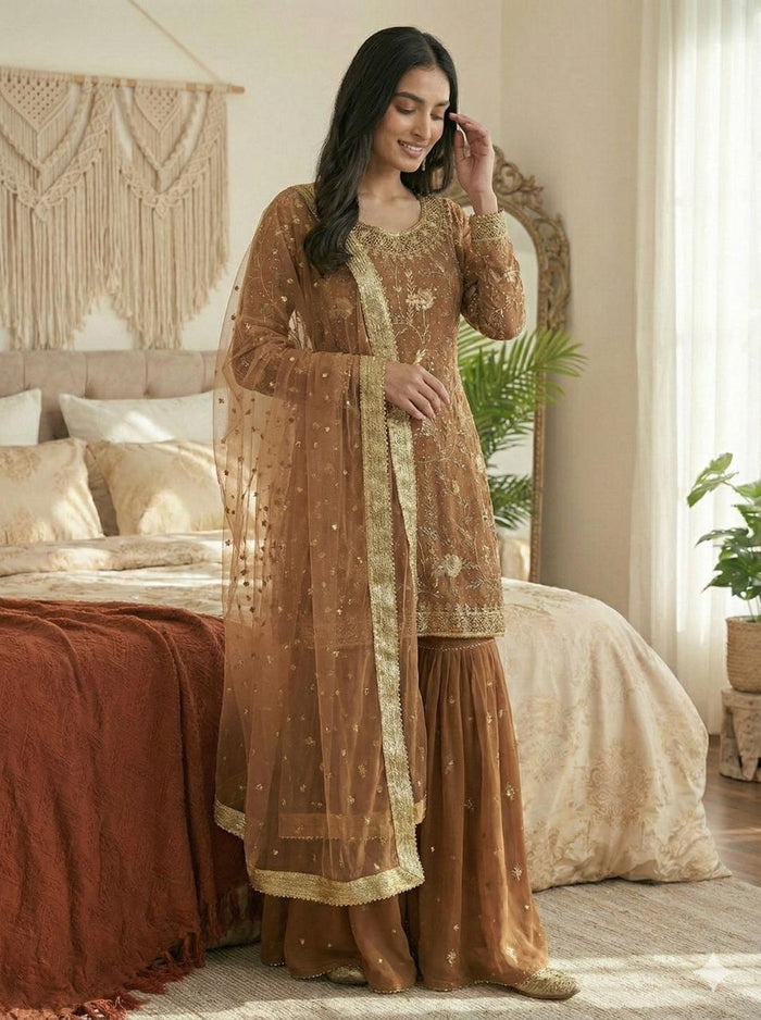 Sunehri Noor Sharara Set